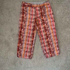 Athleta Multicolor Striped Capri Pants Womens Size M Cropped Casual Summer Boho